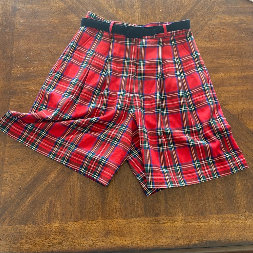 3/$25 Westbound Vintage Pleated‎ Scottish Plaid Shorts